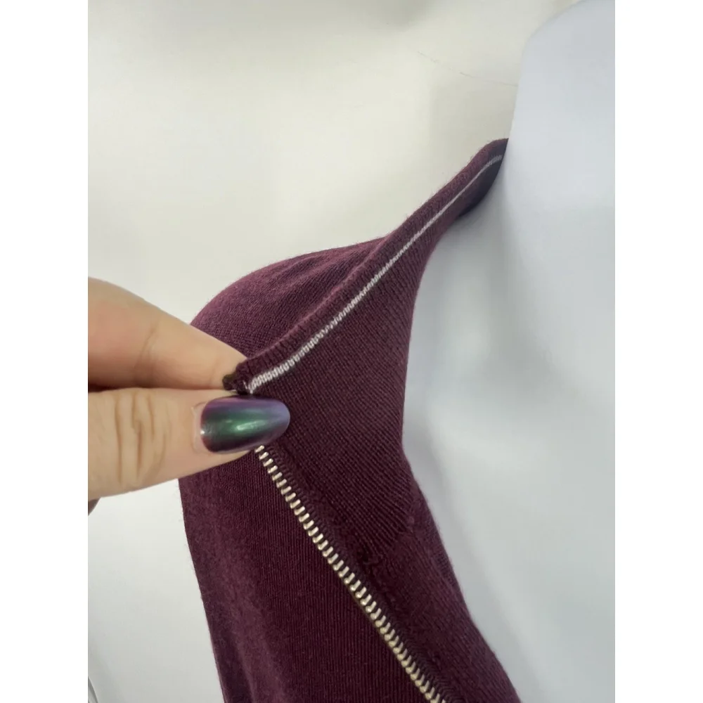 Peter Millar Sweater Mens XL Burgundy Quarter Zip Merino Wool Blend Horse Logo‎